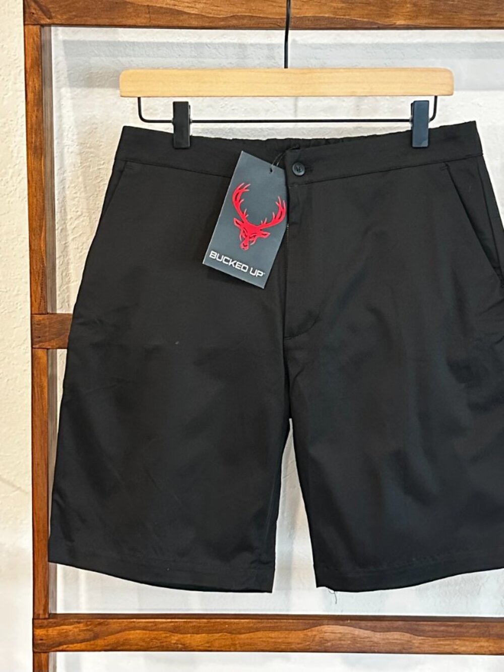 Bucked Up Men's Black Shorts NWT Logo Cotton - Picture 12 of 14